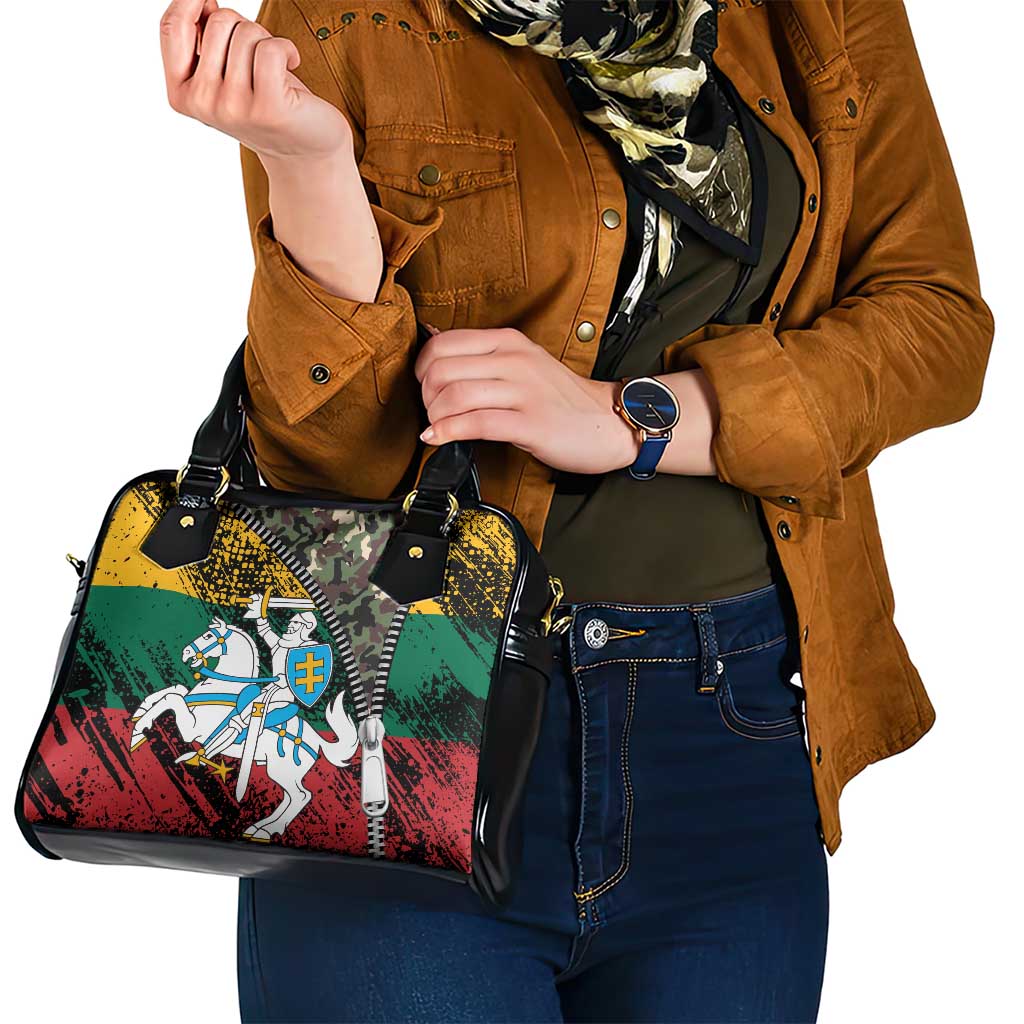 Lithuania's National Emblem Shoulder Handbag with Military Motifs - Army-Inspired Design
