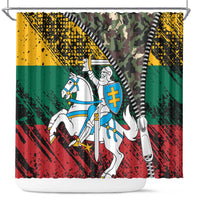 Lithuania's National Emblem Shower Curtain with Military Motifs - Army-Inspired Design