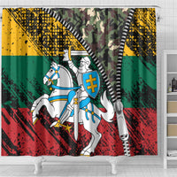 Lithuania's National Emblem Shower Curtain with Military Motifs - Army-Inspired Design
