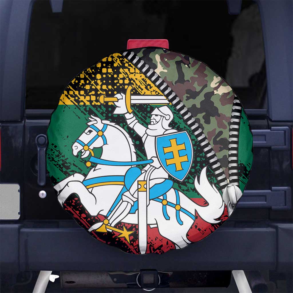 Lithuania's National Emblem Spare Tire Cover with Military Motifs - Army-Inspired Design