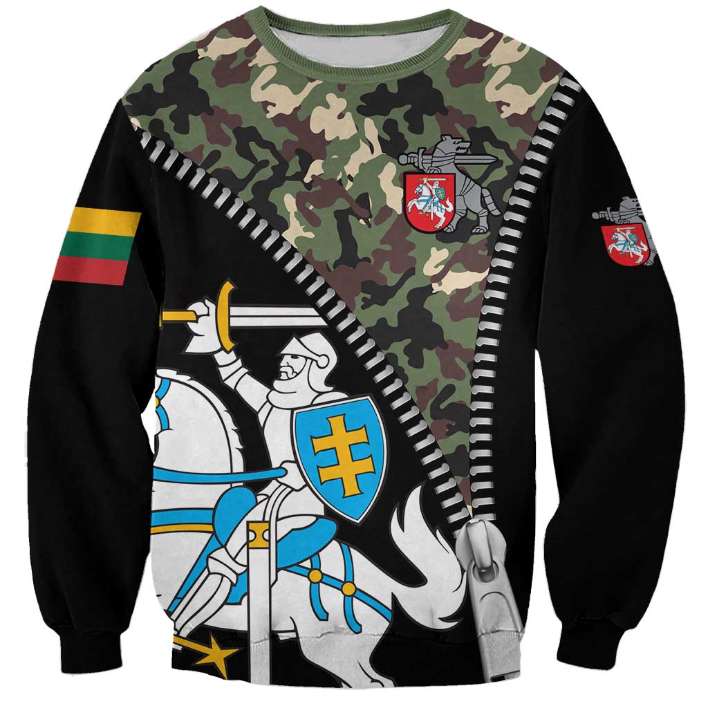 Lithuania's National Emblem Sweatshirt with Military Motifs - Army-Inspired Design