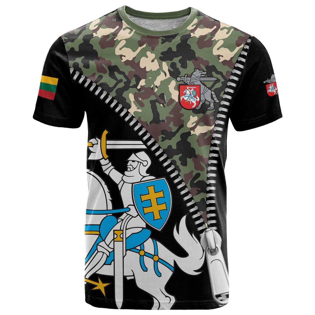 Lithuania's National Emblem T Shirt with Military Motifs - Army-Inspired Design