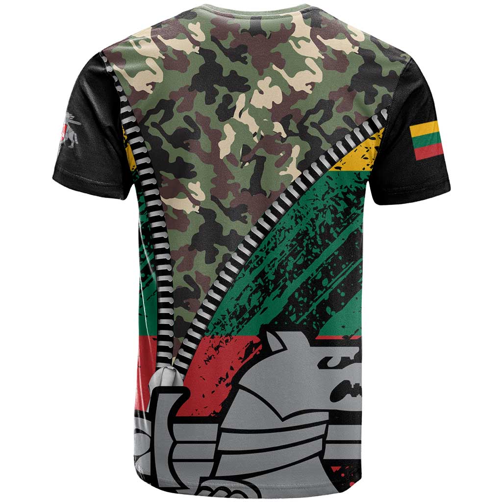 Lithuania's National Emblem T Shirt with Military Motifs - Army-Inspired Design