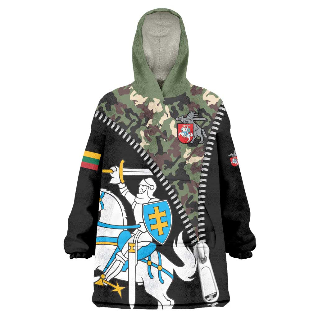 Lithuania's National Emblem Wearable Blanket Hoodie with Military Motifs - Army-Inspired Design
