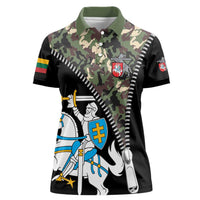 Lithuania's National Emblem Women Polo Shirt with Military Motifs - Army-Inspired Design