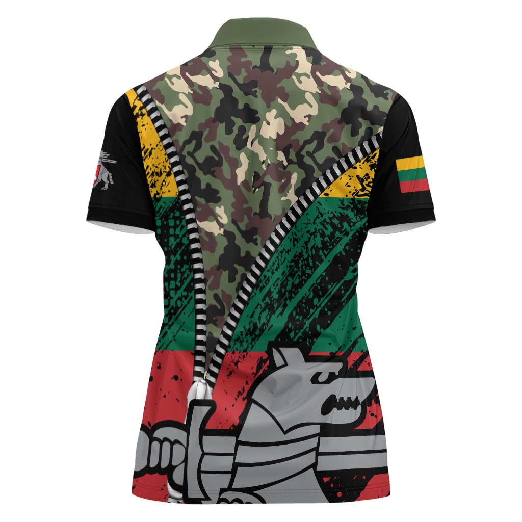 Lithuania's National Emblem Women Polo Shirt with Military Motifs - Army-Inspired Design