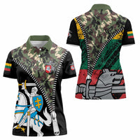 Lithuania's National Emblem Women Polo Shirt with Military Motifs - Army-Inspired Design