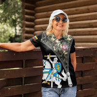 Lithuania's National Emblem Women Polo Shirt with Military Motifs - Army-Inspired Design