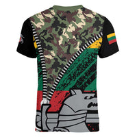 Lithuania's National Emblem Women V-Neck T-Shirt with Military Motifs - Army-Inspired Design