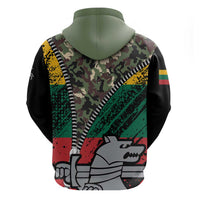 Lithuania's National Emblem Zip Hoodie with Military Motifs - Army-Inspired Design