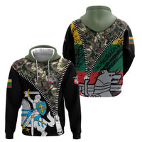 Lithuania's National Emblem Zip Hoodie with Military Motifs - Army-Inspired Design