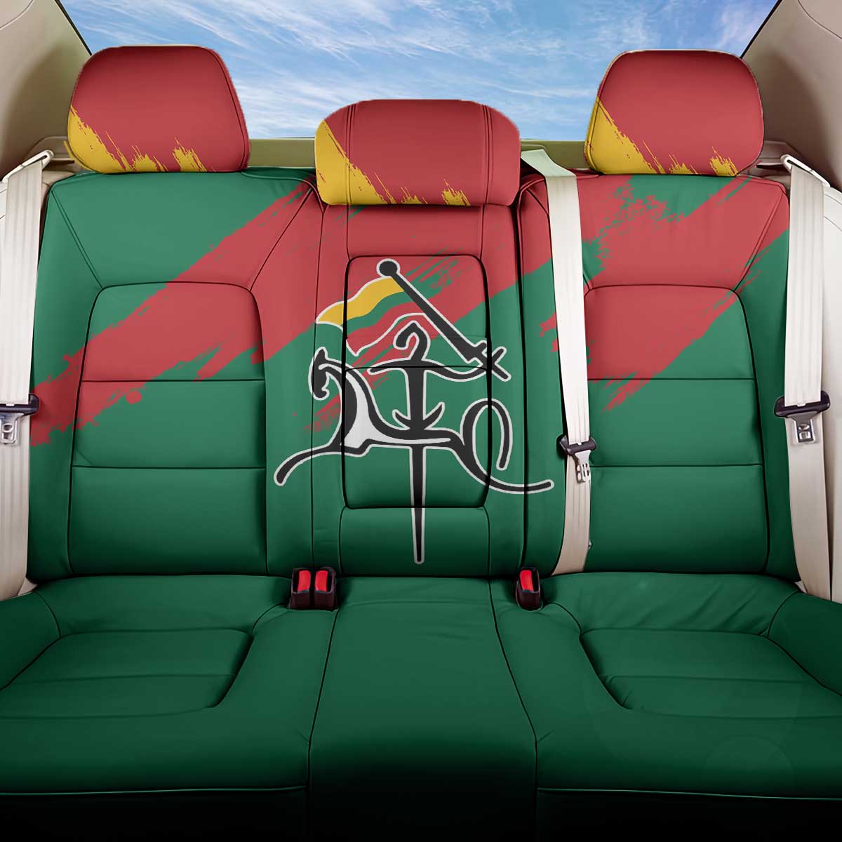 Lithuania Emblem Back Car Seat Cover National Symbol with Traditional Patterns