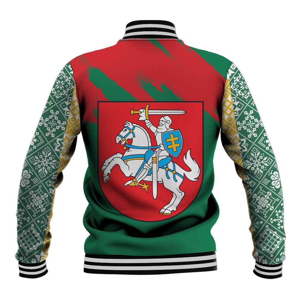 Lithuania Emblem Baseball Jacket National Symbol with Traditional Patterns