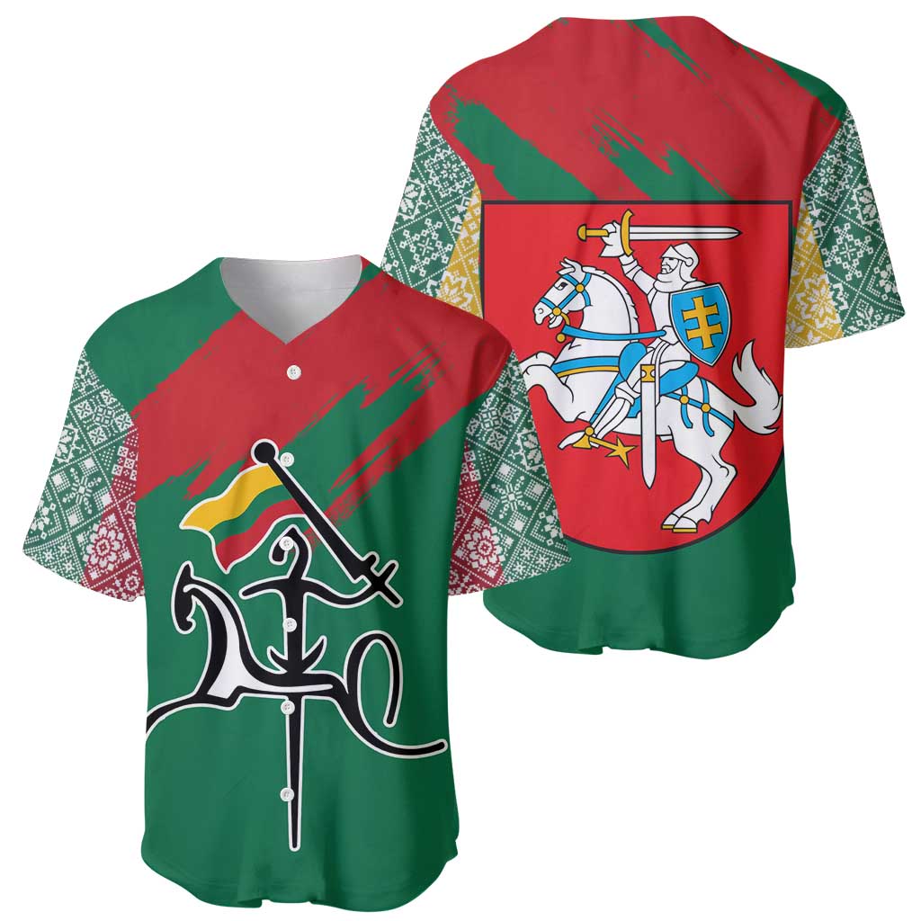 Lithuania Emblem Baseball Jersey National Symbol with Traditional Patterns