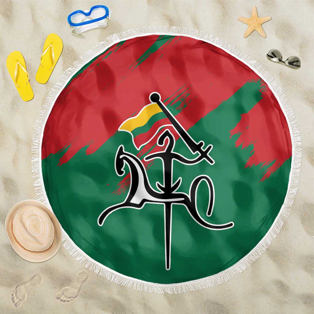 Lithuania Emblem Beach Blanket National Symbol with Traditional Patterns
