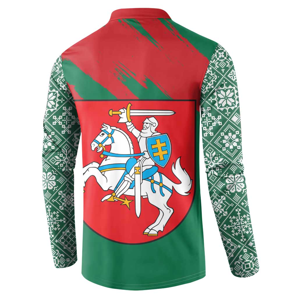 Lithuania Emblem Button Sweatshirt National Symbol with Traditional Patterns