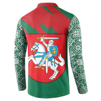Lithuania Emblem Button Sweatshirt National Symbol with Traditional Patterns