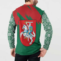 Lithuania Emblem Button Sweatshirt National Symbol with Traditional Patterns