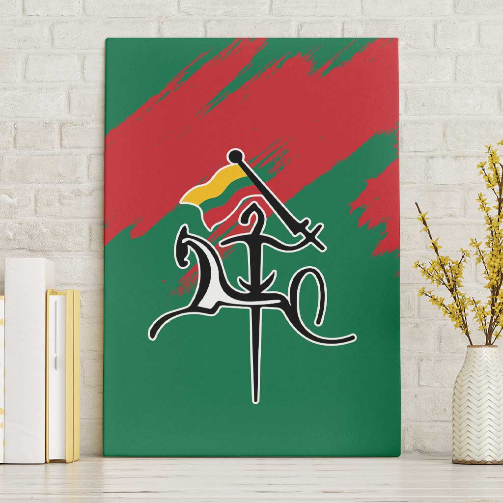 Lithuania Emblem Canvas Wall Art National Symbol with Traditional Patterns