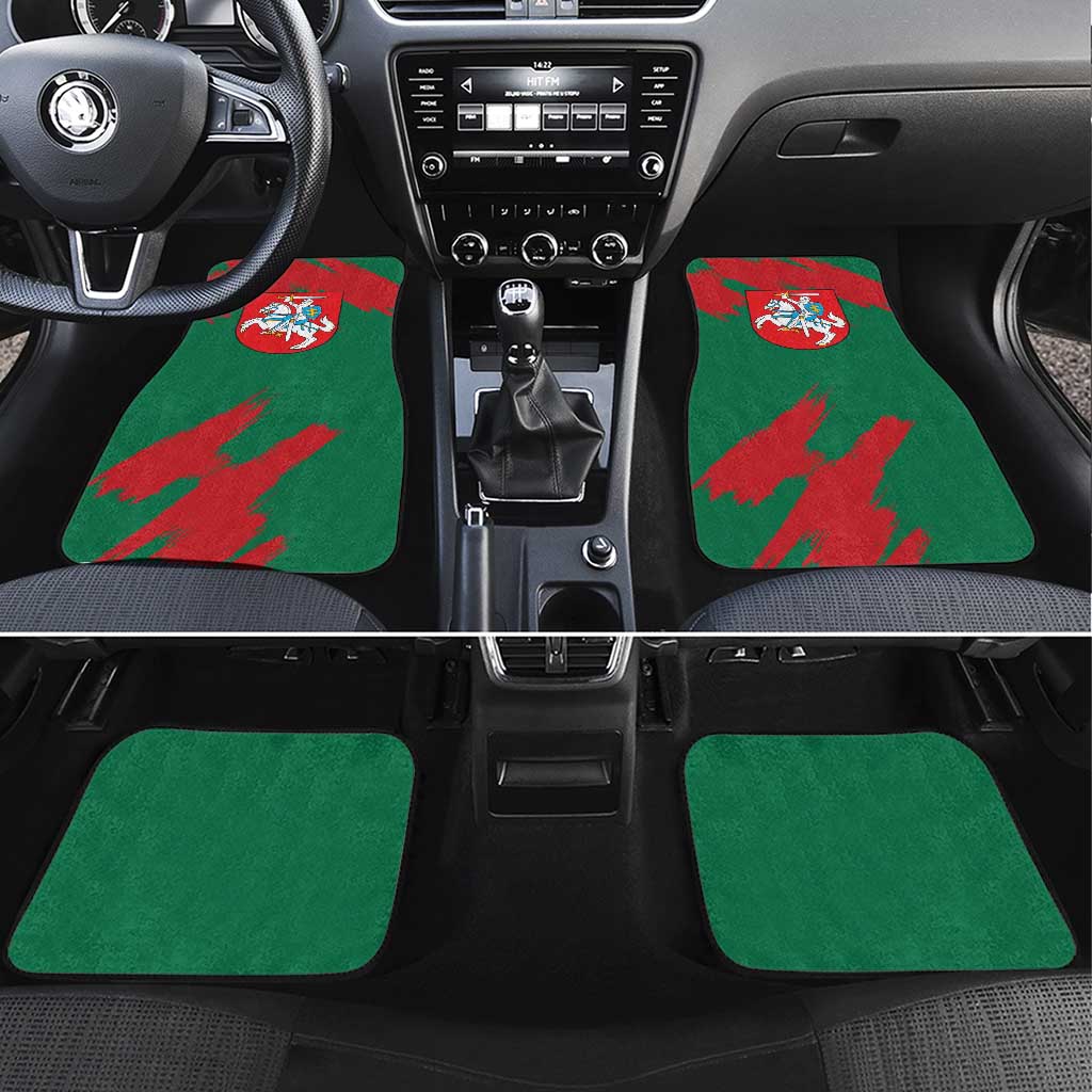 Lithuania Emblem Car Mats National Symbol with Traditional Patterns