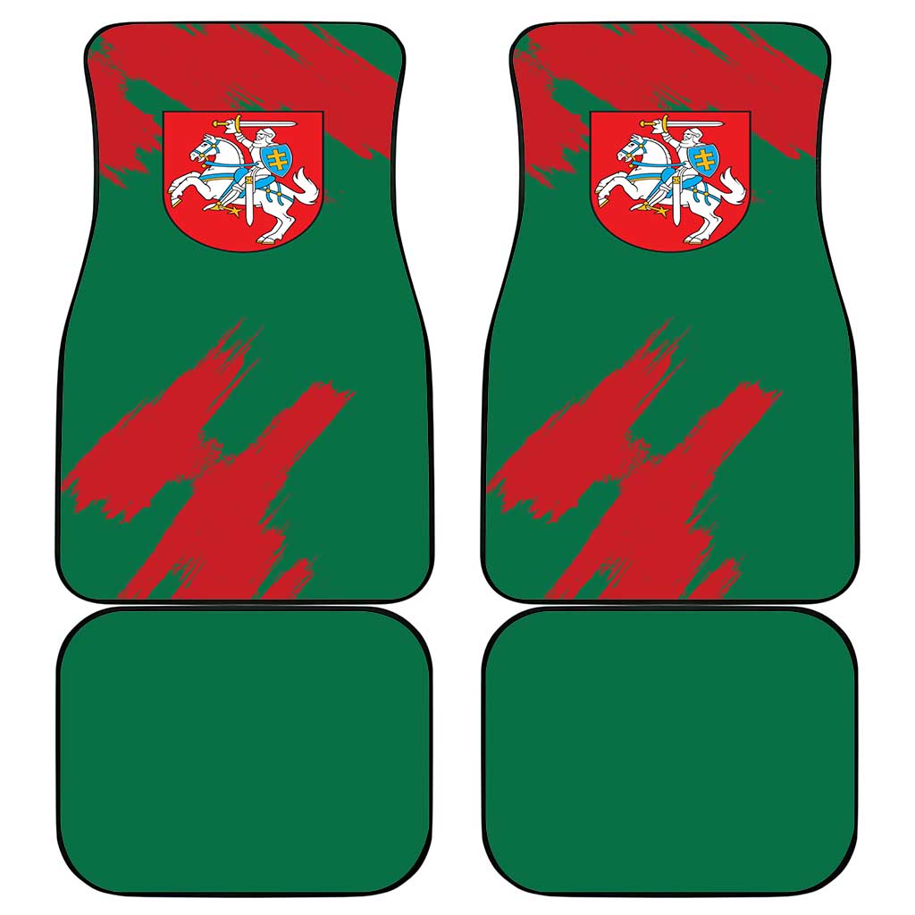 Lithuania Emblem Car Mats National Symbol with Traditional Patterns