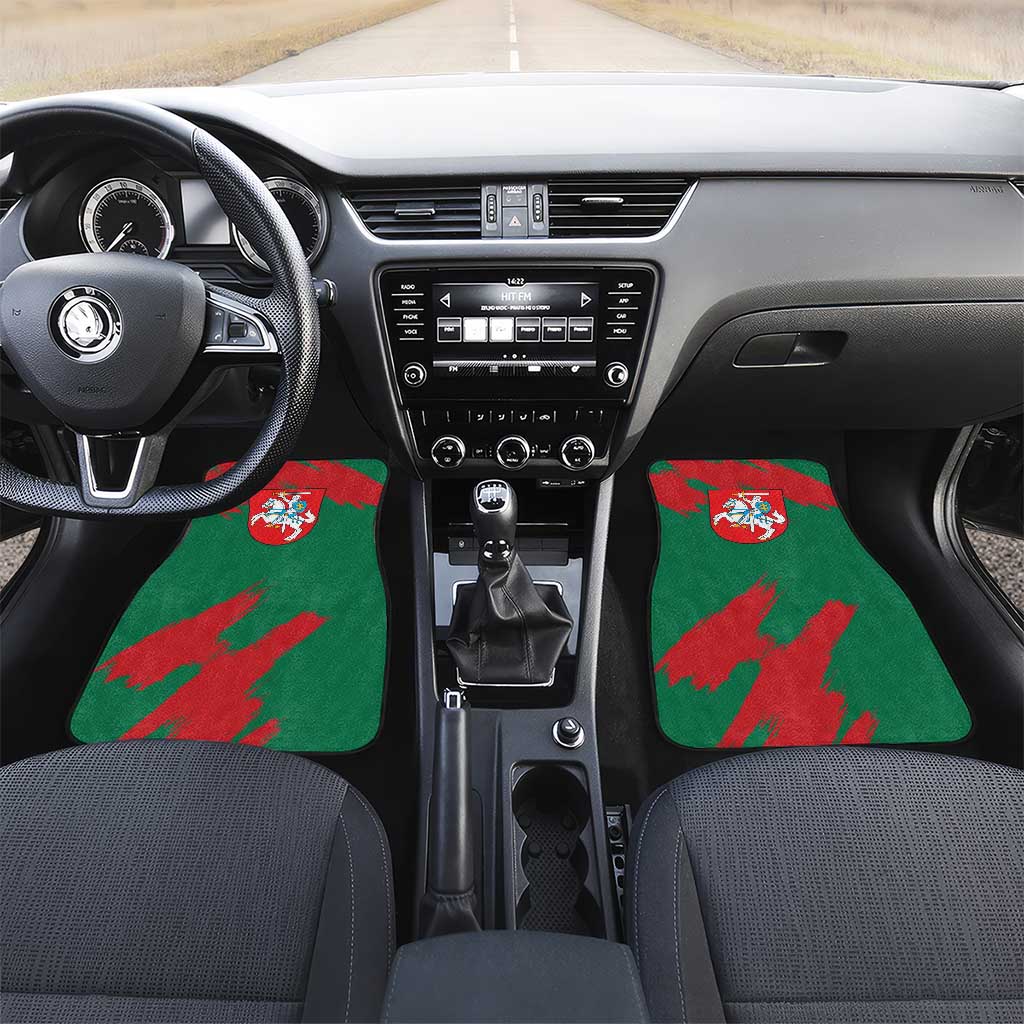 Lithuania Emblem Car Mats National Symbol with Traditional Patterns