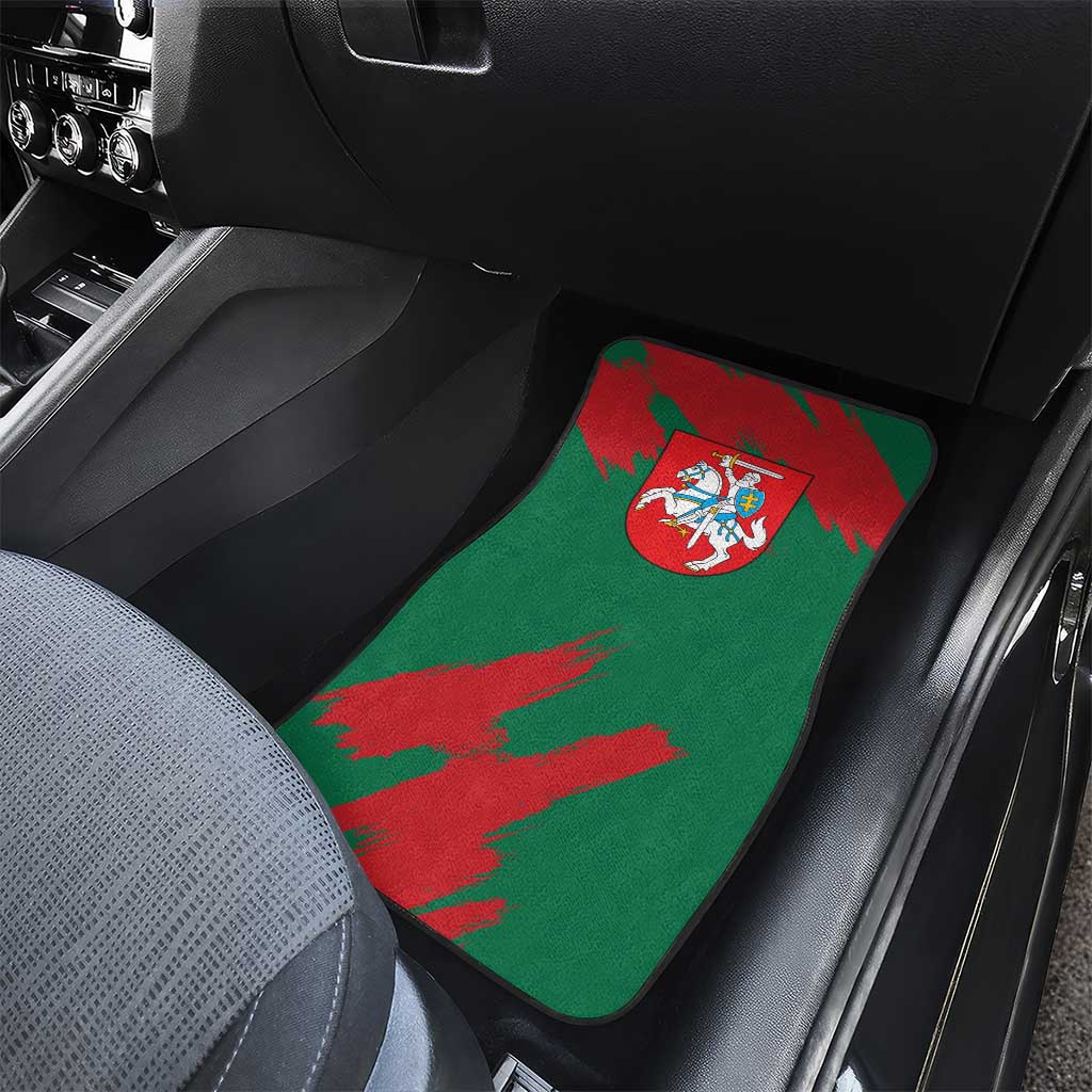 Lithuania Emblem Car Mats National Symbol with Traditional Patterns