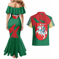 Lithuania Emblem Couples Matching Mermaid Dress and Hawaiian Shirt National Symbol with Traditional Patterns