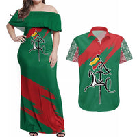Lithuania Emblem Couples Matching Off Shoulder Maxi Dress and Hawaiian Shirt National Symbol with Traditional Patterns