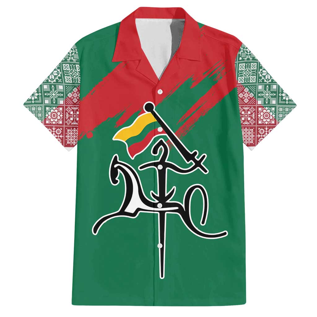Lithuania Emblem Family Matching Long Sleeve Bodycon Dress and Hawaiian Shirt National Symbol with Traditional Patterns
