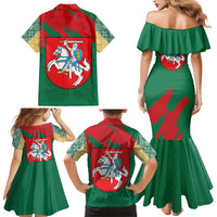 Lithuania Emblem Family Matching Mermaid Dress and Hawaiian Shirt National Symbol with Traditional Patterns