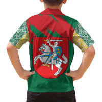 Lithuania Emblem Family Matching Off The Shoulder Long Sleeve Dress and Hawaiian Shirt National Symbol with Traditional Patterns
