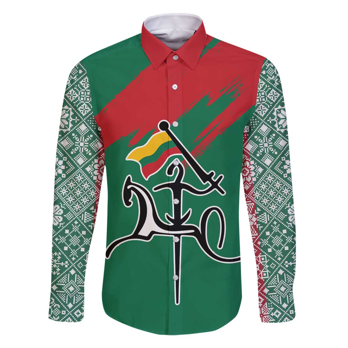 Lithuania Emblem Family Matching Off The Shoulder Long Sleeve Dress and Hawaiian Shirt National Symbol with Traditional Patterns