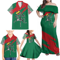 Lithuania Emblem Family Matching Off Shoulder Maxi Dress and Hawaiian Shirt National Symbol with Traditional Patterns