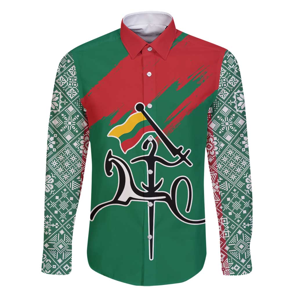 Lithuania Emblem Family Matching Off Shoulder Maxi Dress and Hawaiian Shirt National Symbol with Traditional Patterns