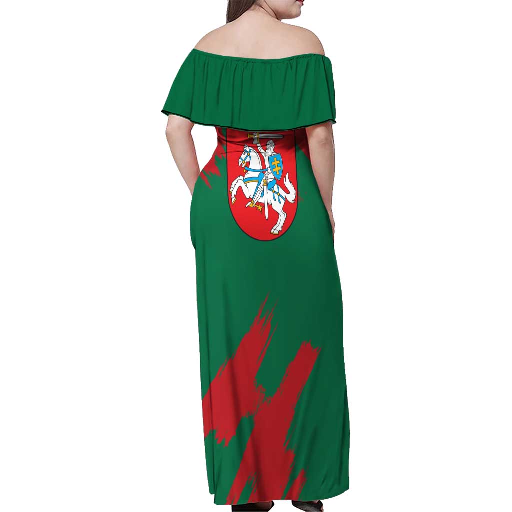 Lithuania Emblem Family Matching Off Shoulder Maxi Dress and Hawaiian Shirt National Symbol with Traditional Patterns