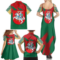 Lithuania Emblem Family Matching Summer Maxi Dress and Hawaiian Shirt National Symbol with Traditional Patterns