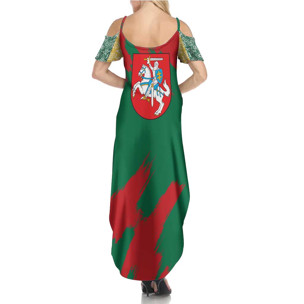Lithuania Emblem Family Matching Summer Maxi Dress and Hawaiian Shirt National Symbol with Traditional Patterns