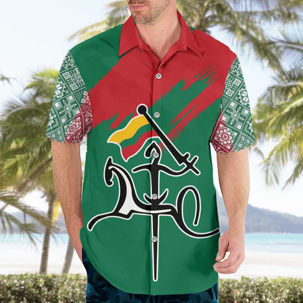 Lithuania Emblem Hawaiian Shirt National Symbol with Traditional Patterns