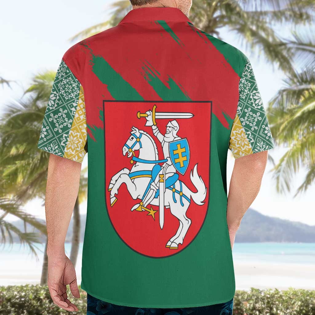 Lithuania Emblem Hawaiian Shirt National Symbol with Traditional Patterns