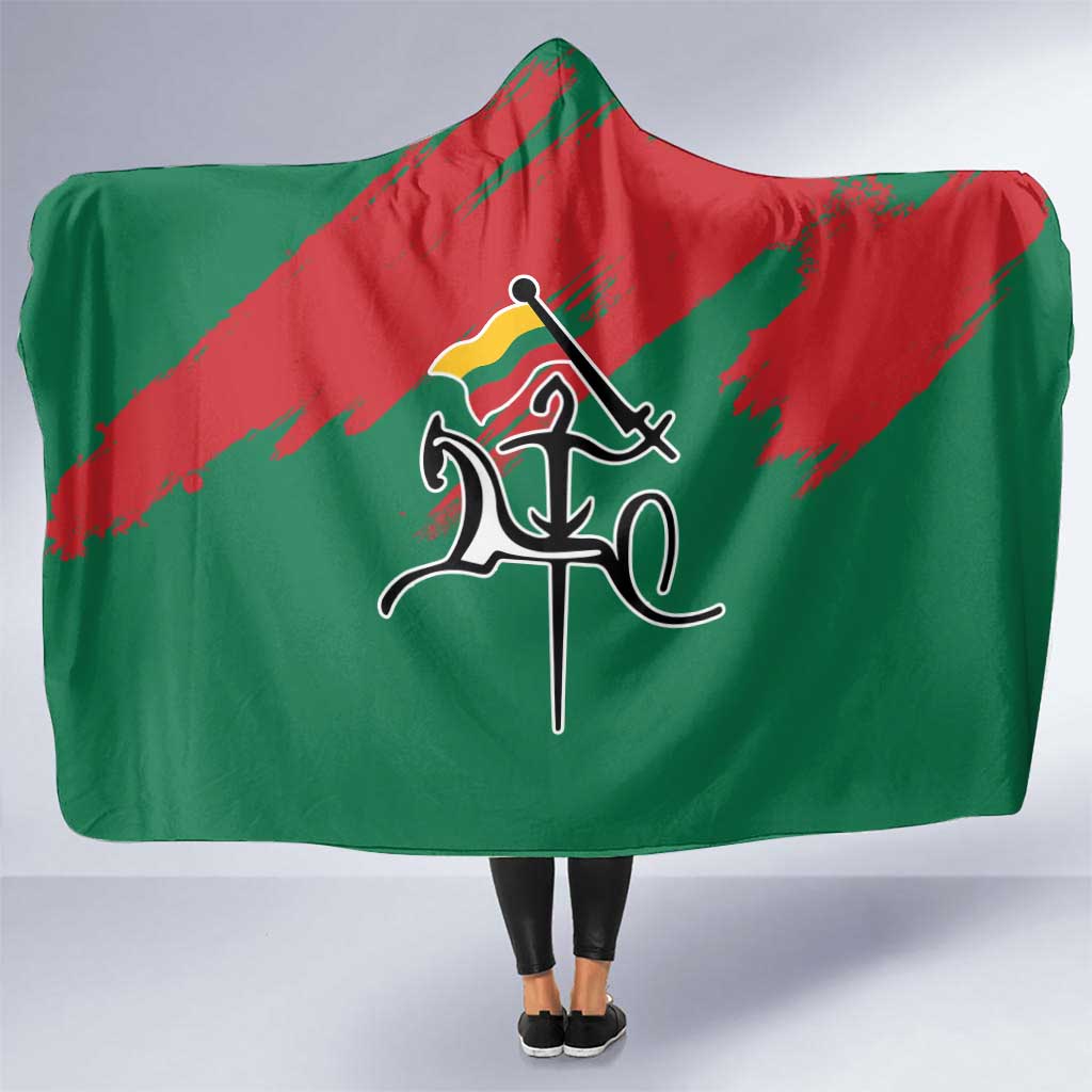 Lithuania Emblem Hooded Blanket National Symbol with Traditional Patterns