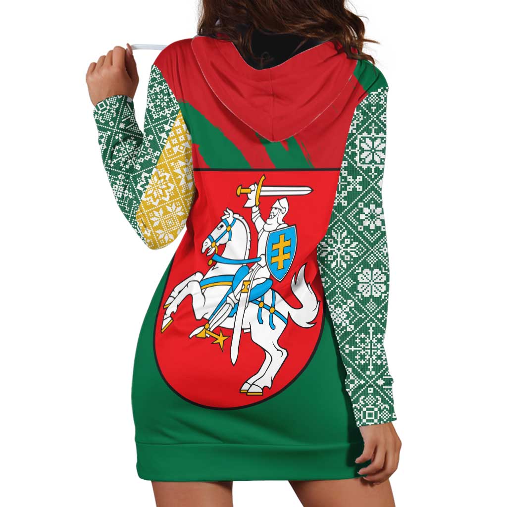 Lithuania Emblem Hoodie Dress National Symbol with Traditional Patterns