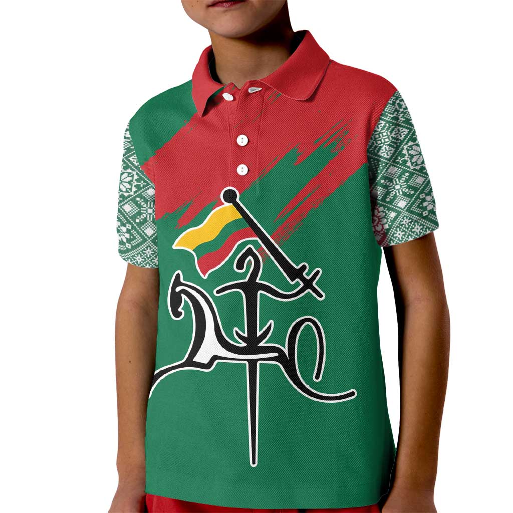 Lithuania Emblem Kid Polo Shirt National Symbol with Traditional Patterns