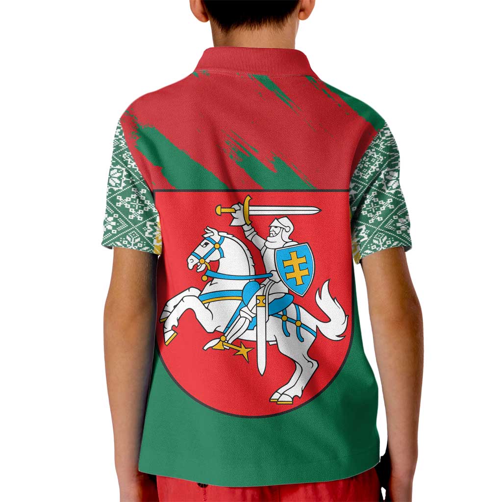 Lithuania Emblem Kid Polo Shirt National Symbol with Traditional Patterns
