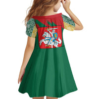 Lithuania Emblem Kid Short Sleeve Dress National Symbol with Traditional Patterns