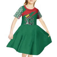 Lithuania Emblem Kid Short Sleeve Dress National Symbol with Traditional Patterns