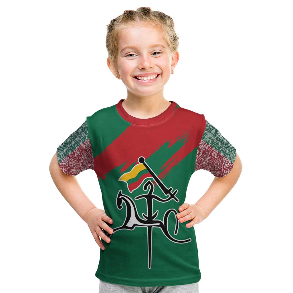 Lithuania Emblem Kid T Shirt National Symbol with Traditional Patterns