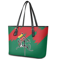 Lithuania Emblem Leather Tote Bag National Symbol with Traditional Patterns