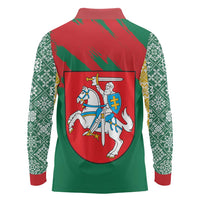Lithuania Emblem Long Sleeve Polo Shirt National Symbol with Traditional Patterns