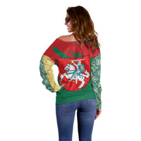 Lithuania Emblem Off Shoulder Sweater National Symbol with Traditional Patterns